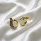 Golden Pearl Curve Stud Earrings