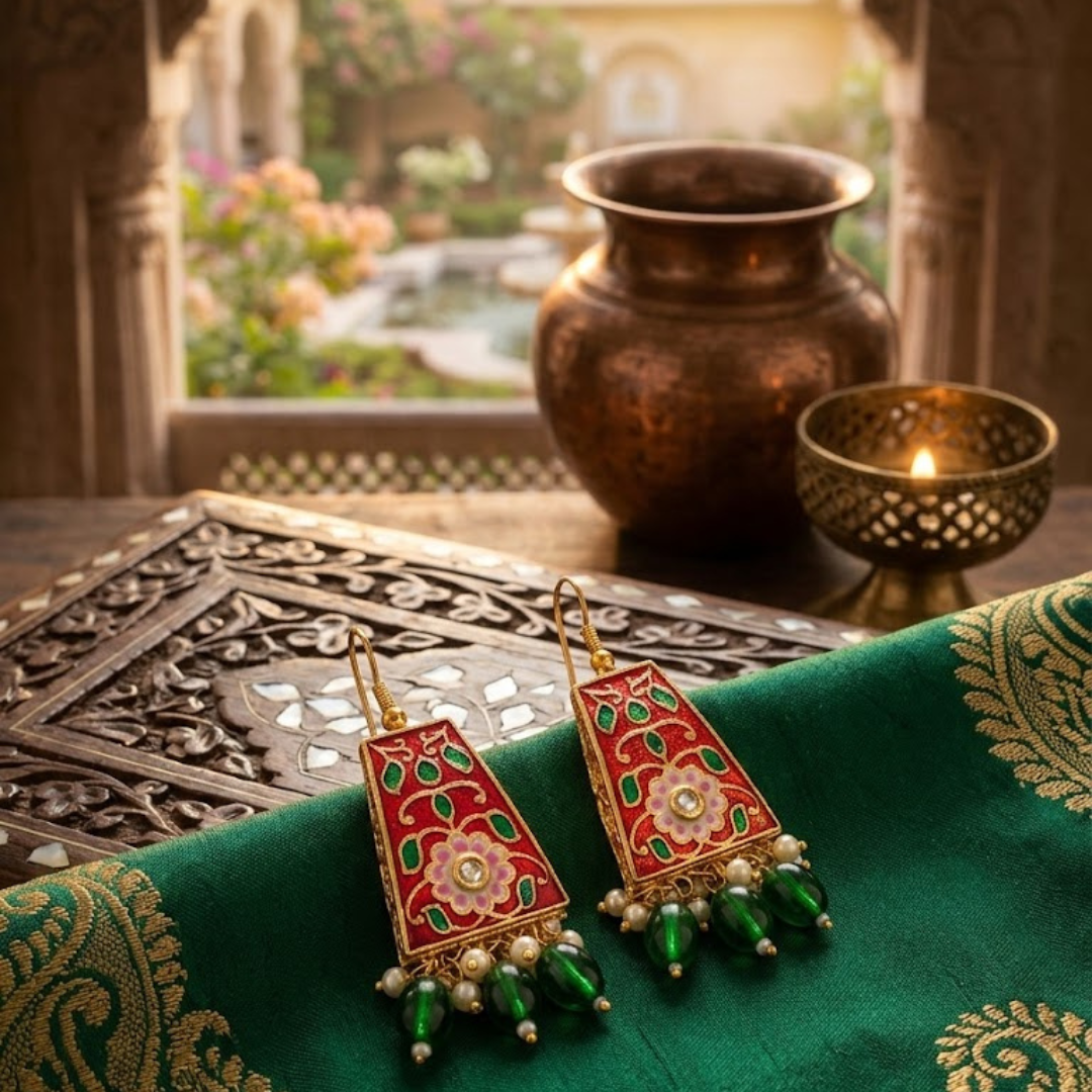Royal Blue Meenakari Earrings