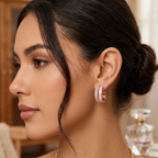 Pink Crystal Hoop Earrings