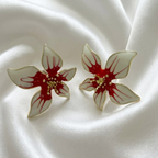 Red White Floral Designer Earrings