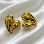 Golden Heart Shape Stud Earrings