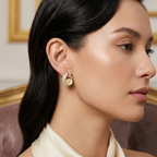 Golden Pearl Curve Stud Earrings