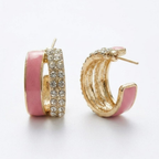 Pink Crystal Hoop Earrings