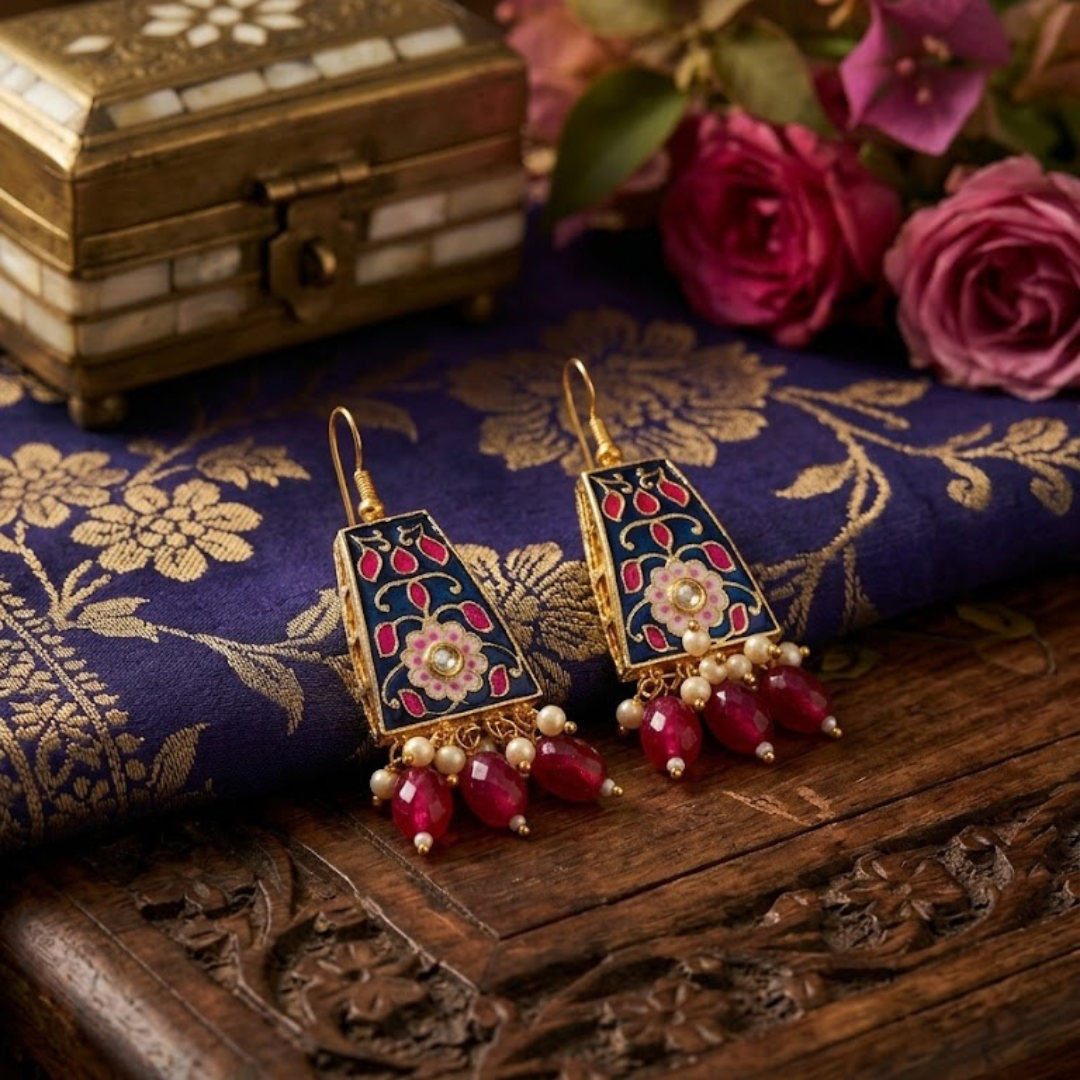 Royal Blue Pearl Drop Earrings