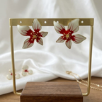 Red White Floral Designer Earrings